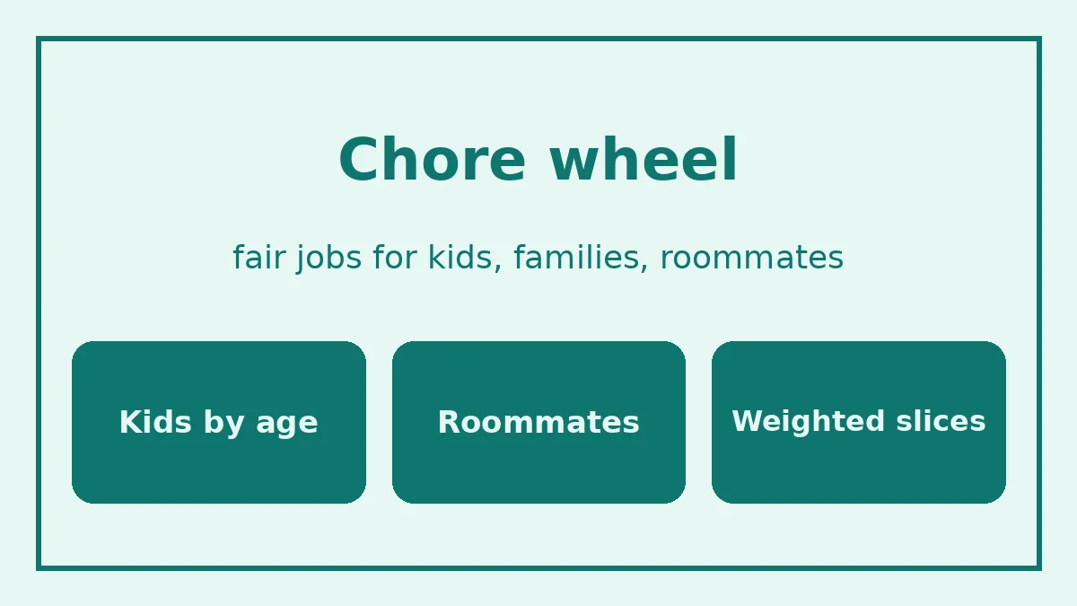 Chore wheel guide: fair chores for kids by age, roommates and weighted slices