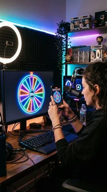 TikTok and Instagram Reels digital giveaway wheel with prize icons