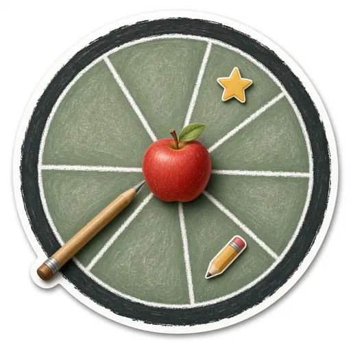 Spin the Wheel Classroom theme preview - Chalk, apple red, navy