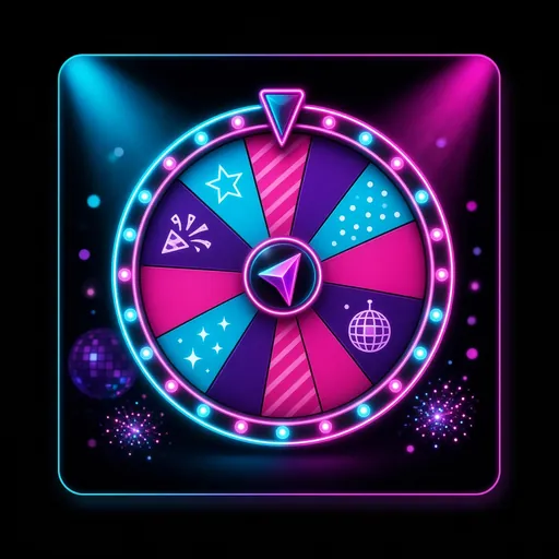 Spin the Wheel Party night theme preview - Neon pink / purple